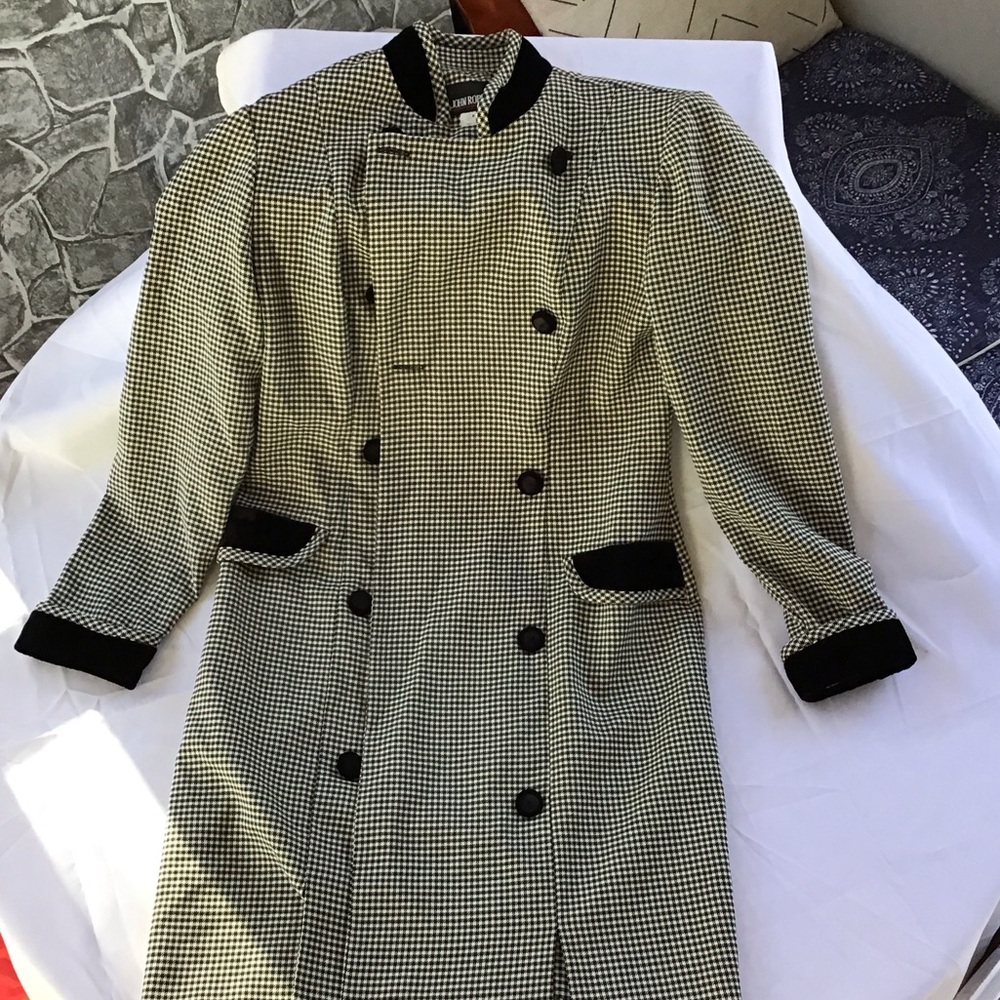 Vintage John Roberts Houndstooth Trench Coat